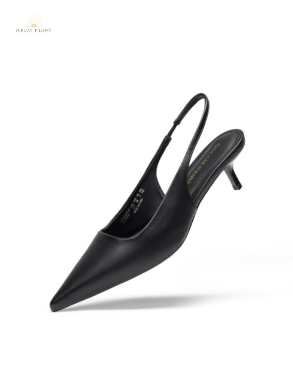 Women's Kitten Heel Slingback Pumps Pointed Toe Faux Leather Dress Heels